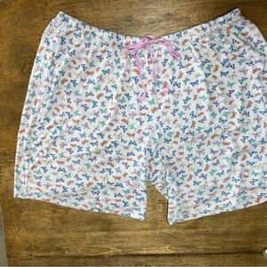 Karen Neuberger Butterfly Print Women's pajamas, gray top, butterfly shorts 3x